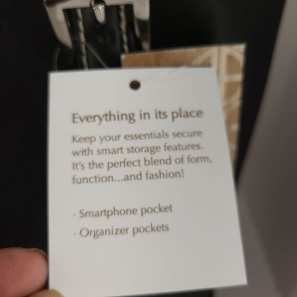 Giani Bernini Black Leather Tote Bag - Organizer Pockets & Smartphone Pocket MSR - Picture 4 of 8